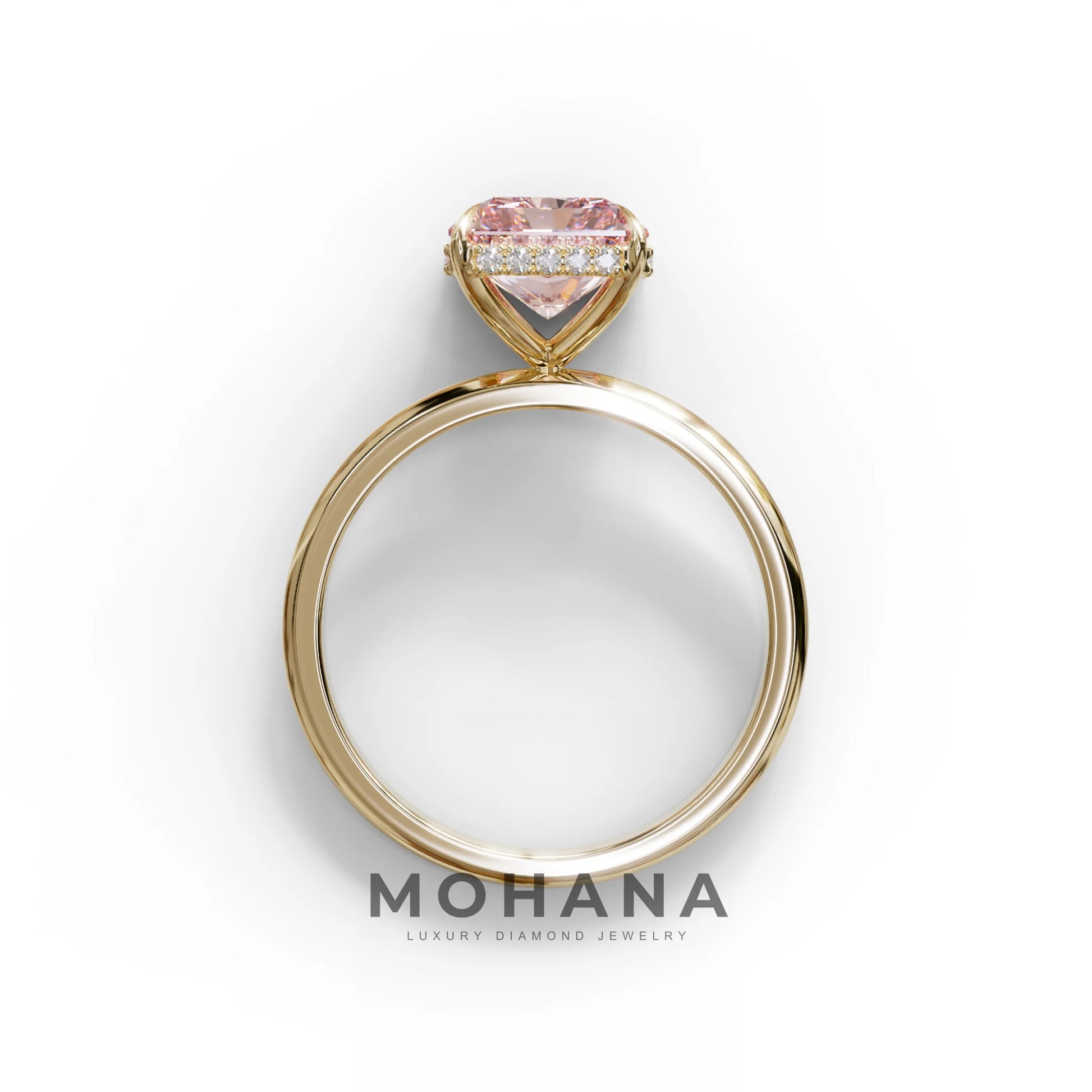 3 Carat Pink Radiant Cut Hidden Halo Lab Diamond Ring