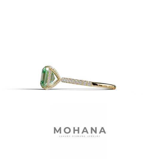 3 Carat Green Asscher Cut Hidden Halo & Pave Lab Grown Diamond Ring