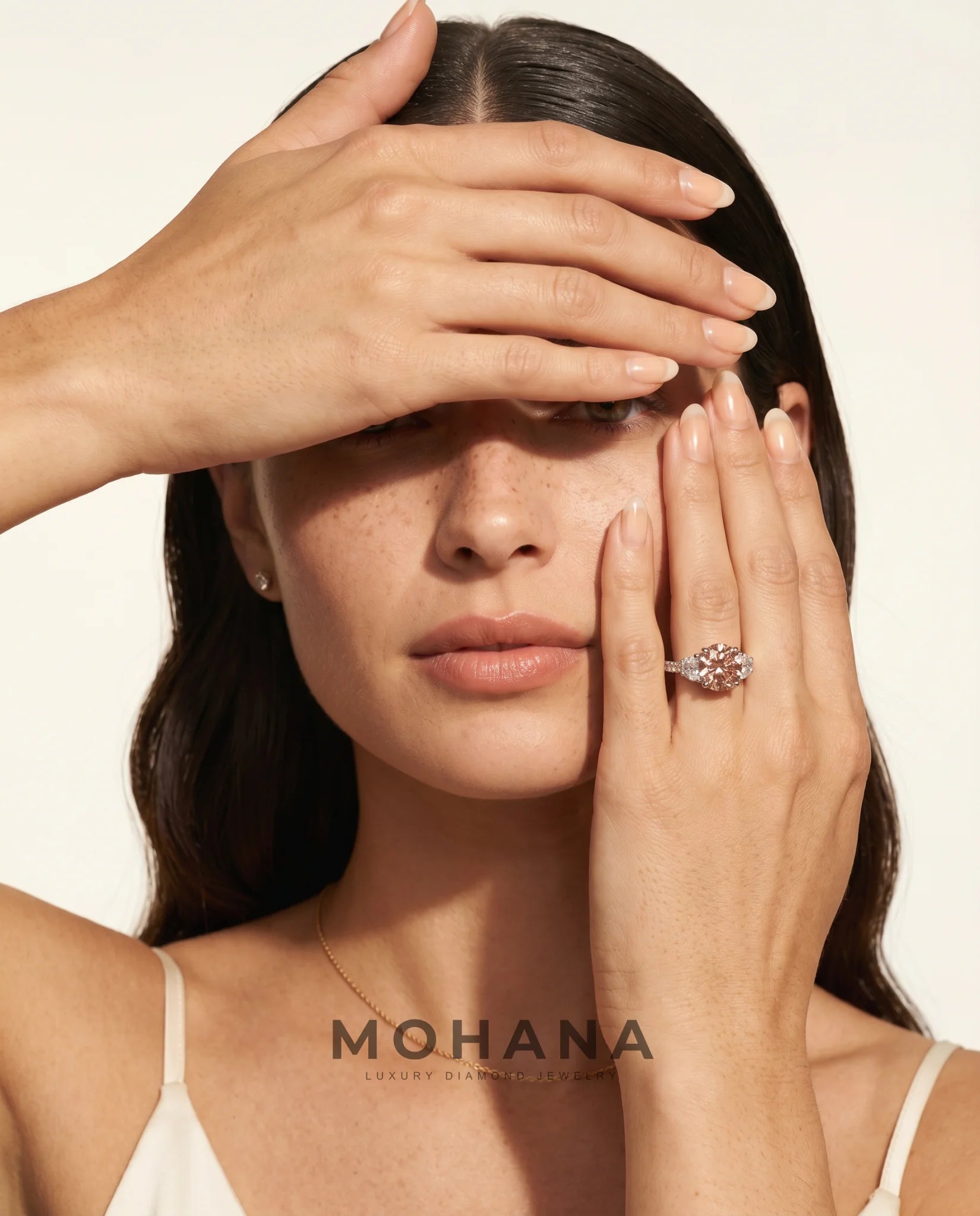 Ready to Ship 3 Carat Fancy Vivid Pink Round Three-Stone Diamond Ring — view 5