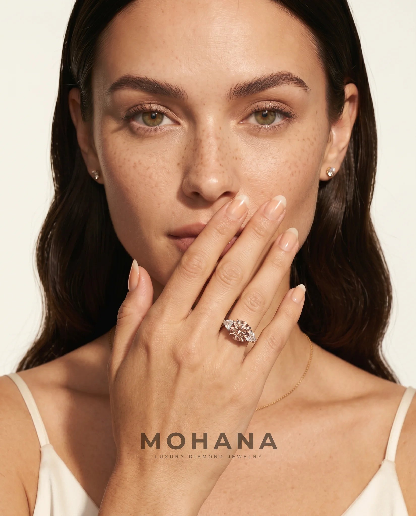 Ready to Ship 3 Carat Fancy Vivid Pink Round Three-Stone Diamond Ring — view 7