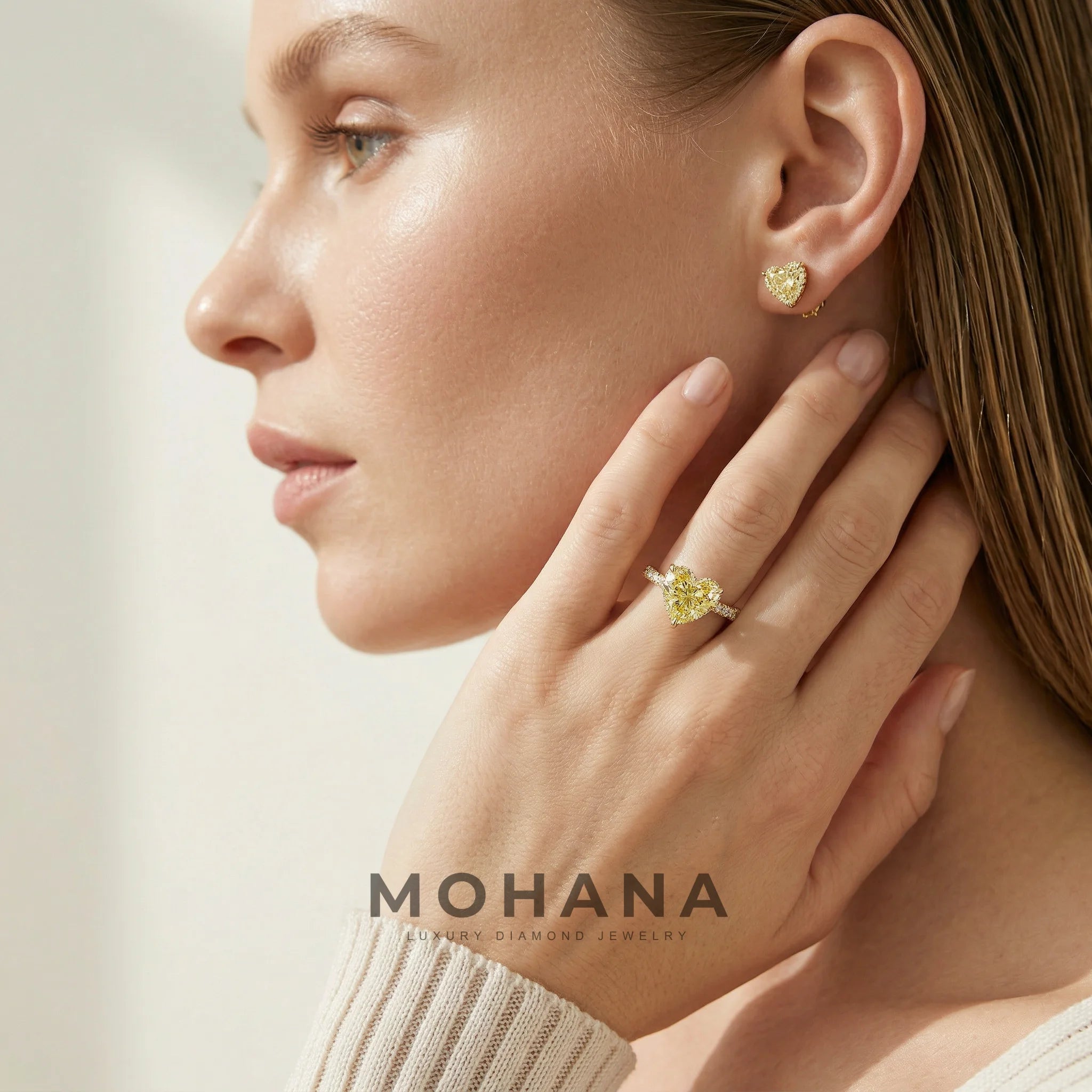 3 Carat Fancy Yellow Heart Cut Hidden Halo Lab Grown Diamond Engagement Ring