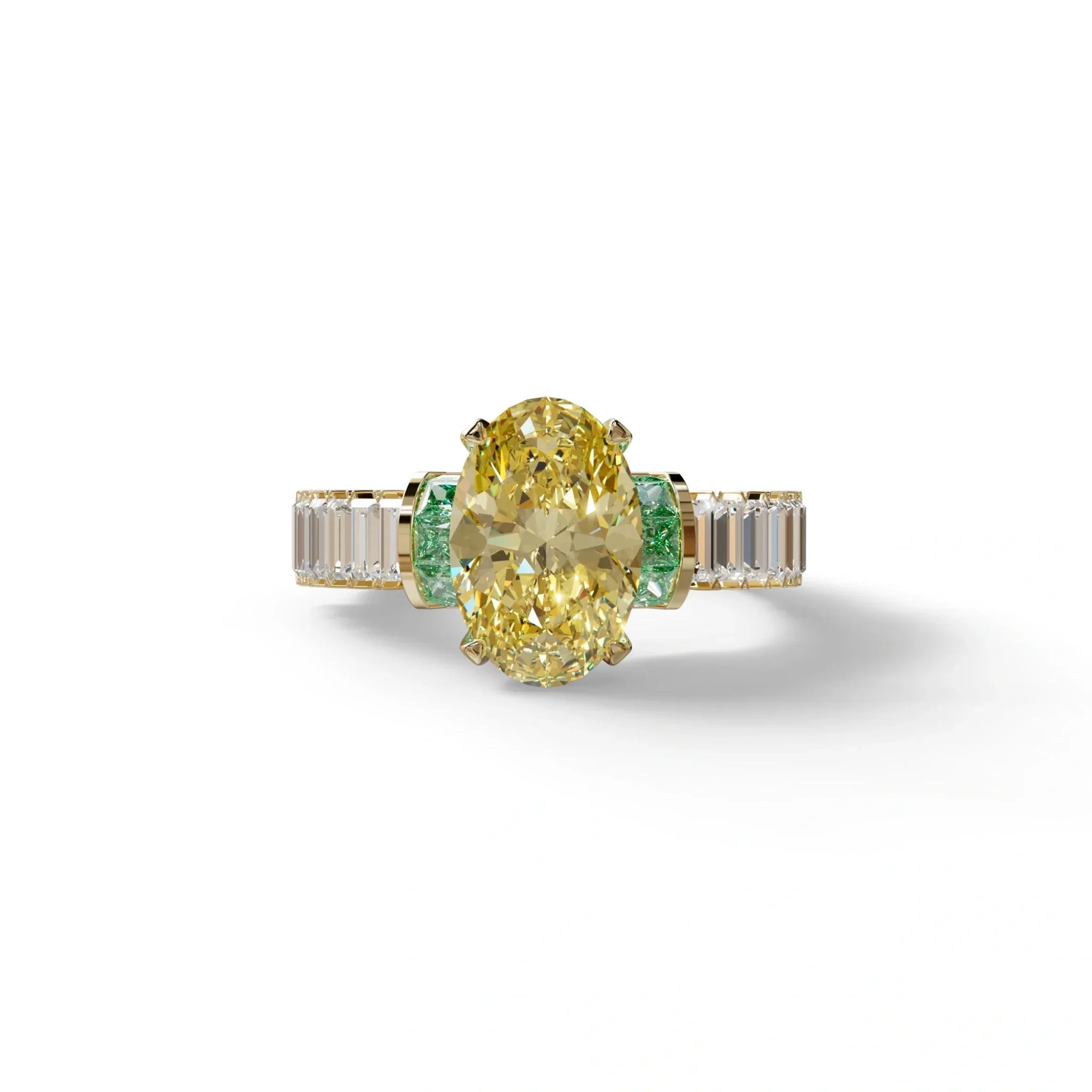 3 Carat Fancy Yellow Oval Cut Lab-Grown Diamond Wedding Ring – Bellora - 10K Solid Gold / Yellow Gold