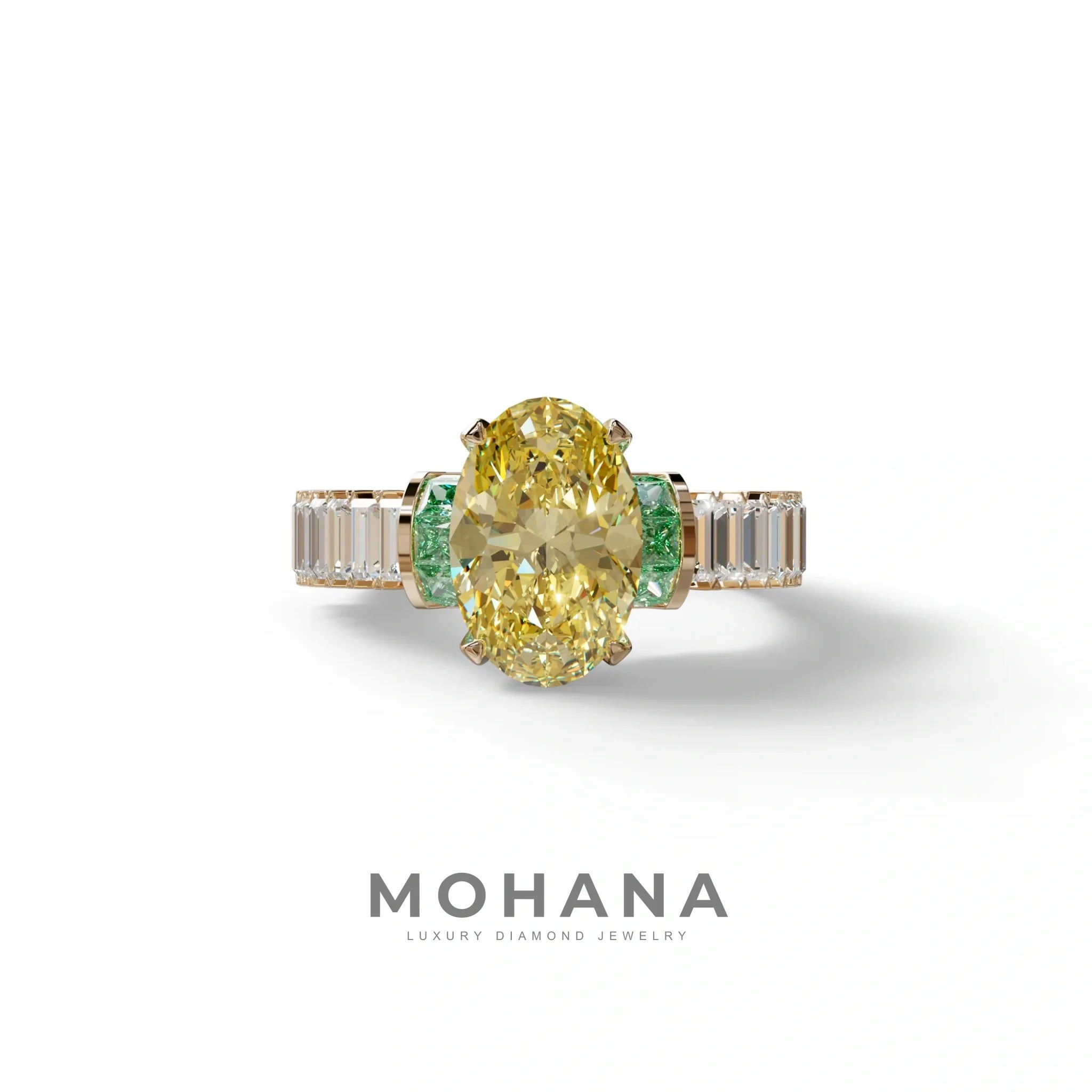 3 Carat Fancy Yellow Oval Cut Lab-Grown Diamond Wedding Ring – Bellora - 10K Solid Gold / Rose Gold