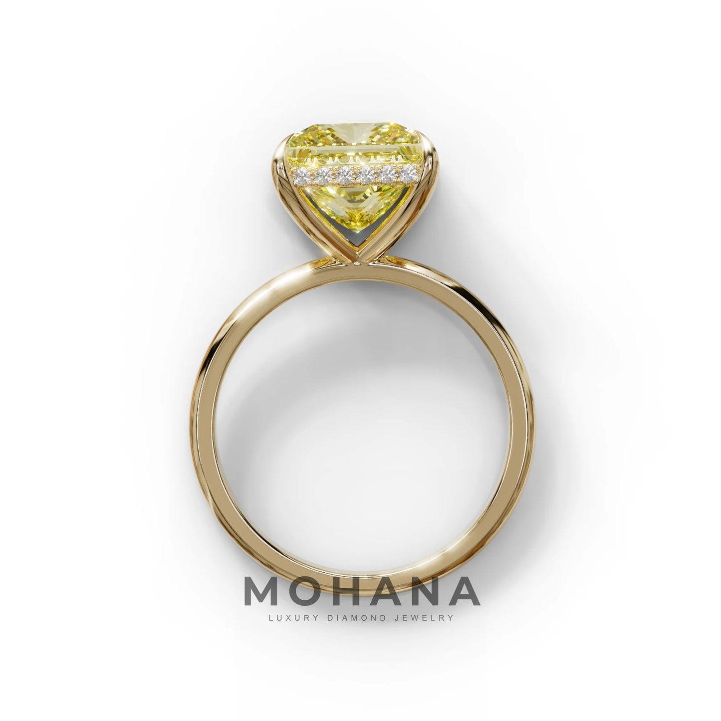 3 Carat Fancy Yellow Princess Cut Hidden Halo Lab Grown Diamond Engagement Ring