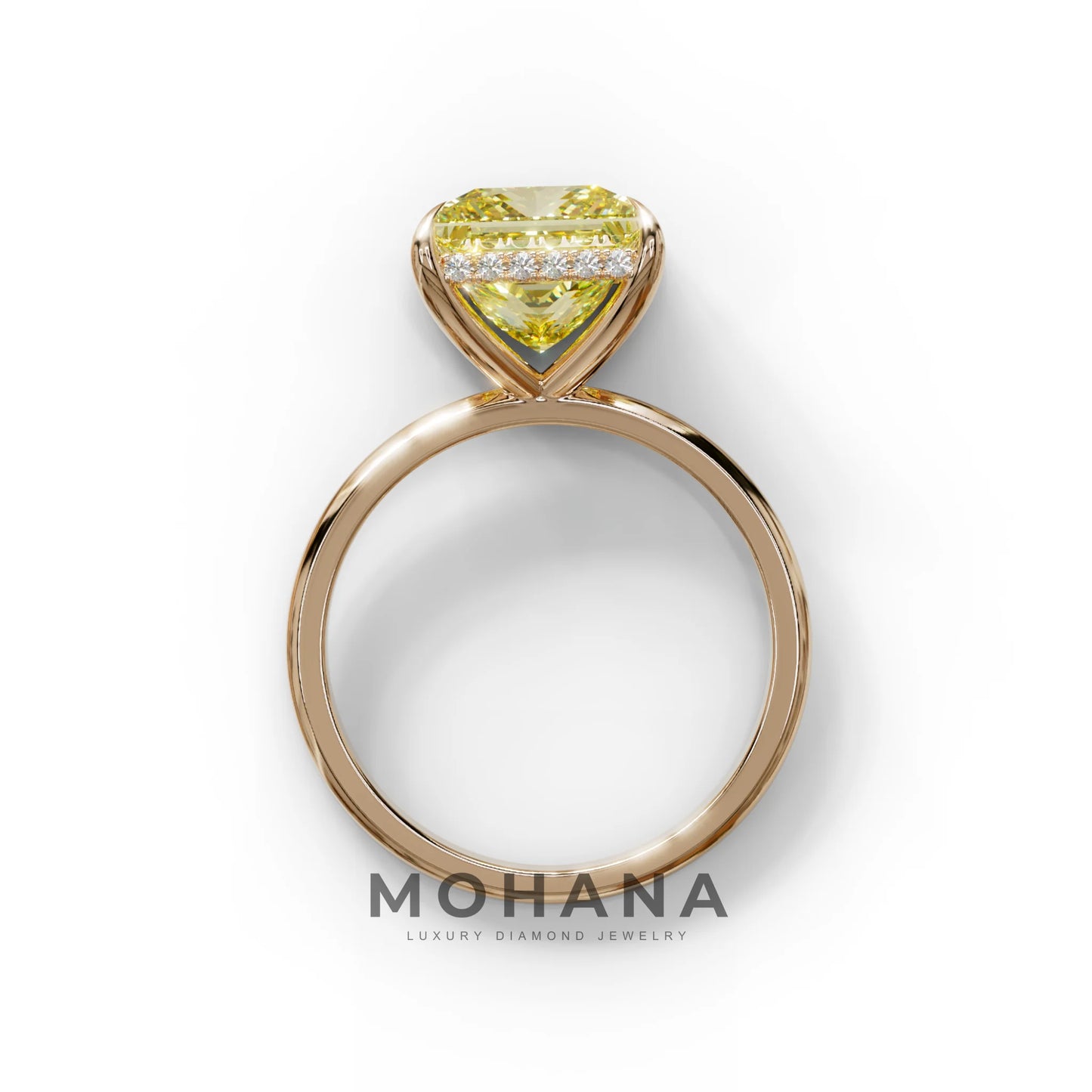 3 Carat Fancy Yellow Princess Cut Hidden Halo Lab Grown Diamond Engagement Ring