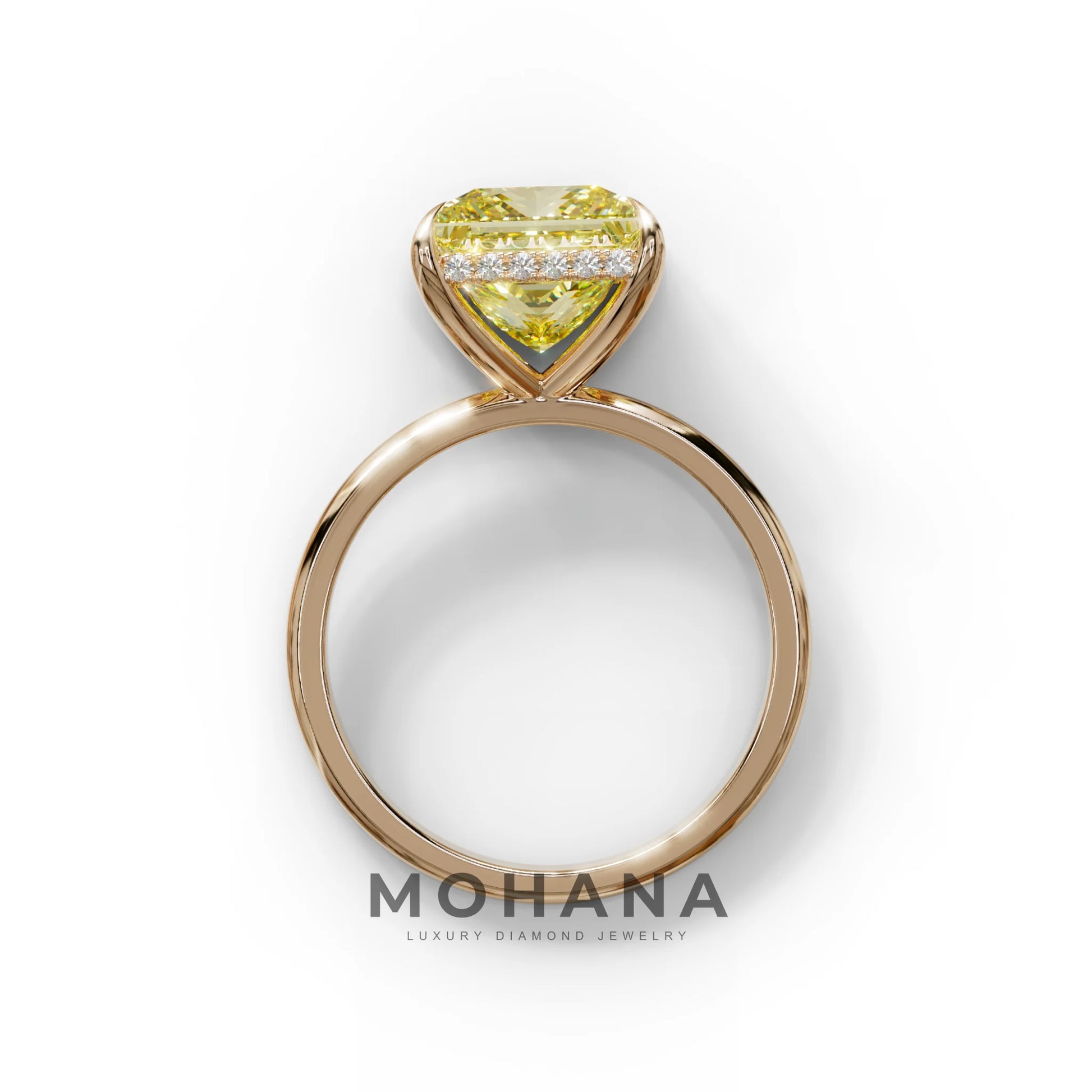 3 Carat Fancy Yellow Princess Cut Hidden Halo Lab Grown Diamond Engagement Ring