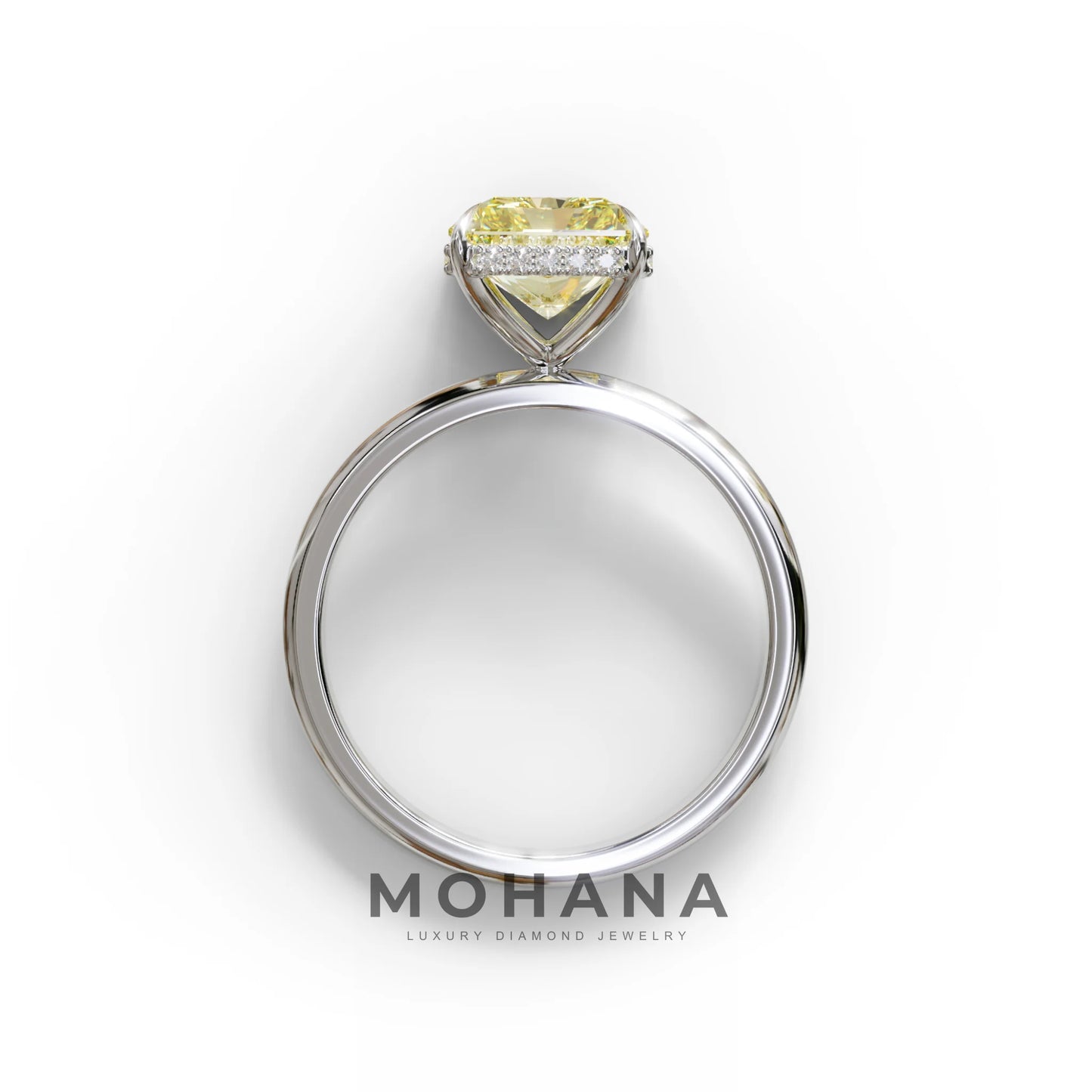 3 Carat Yellow Radiant Cut Hidden Halo Lab Diamond Ring