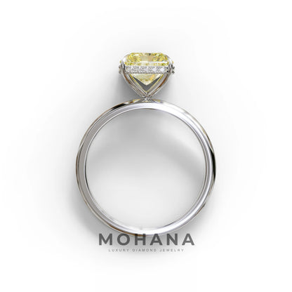 3 Carat Yellow Radiant Cut Hidden Halo Lab Diamond Ring