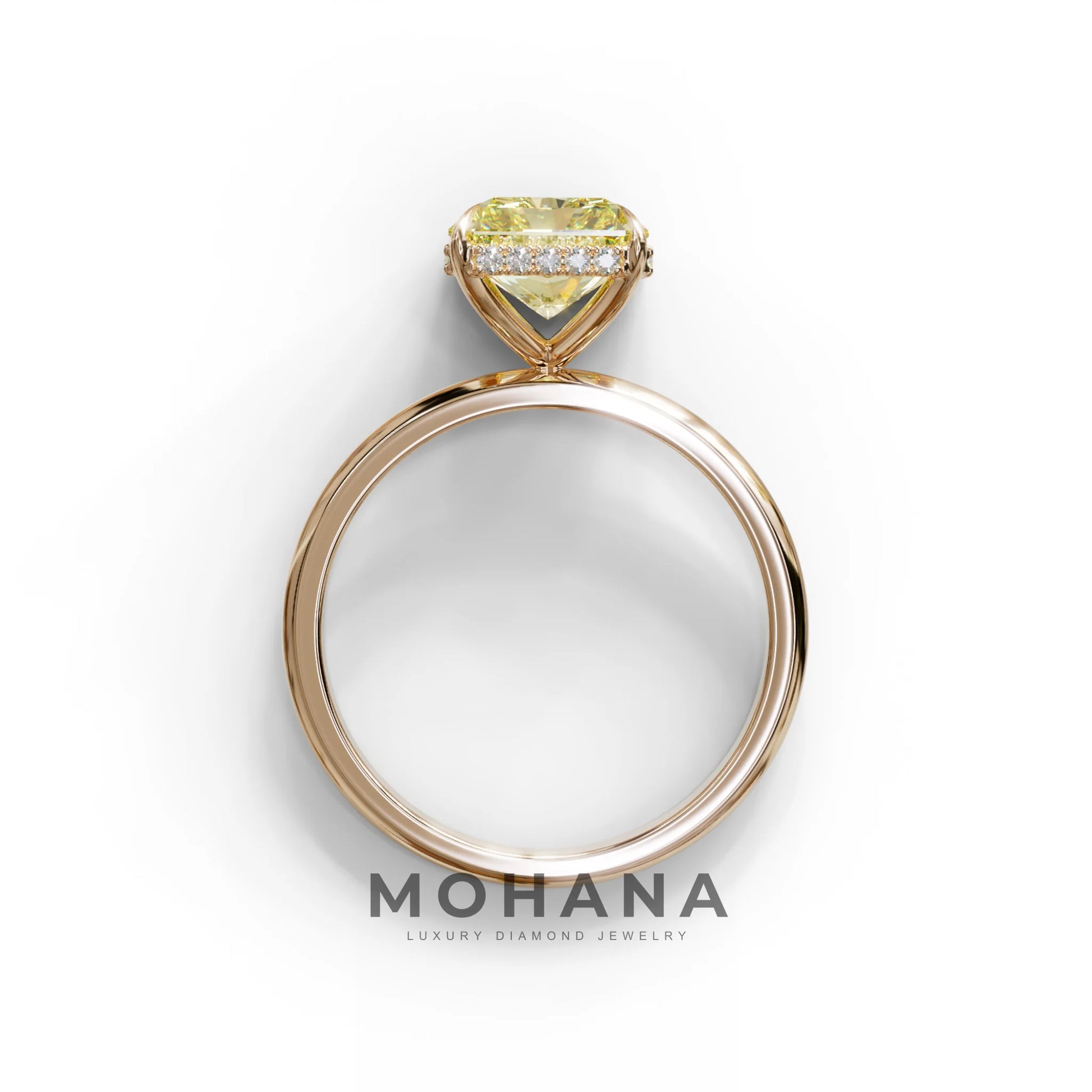 3 Carat Yellow Radiant Cut Hidden Halo Lab Diamond Ring