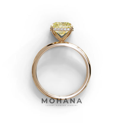 3 Carat Yellow Radiant Cut Hidden Halo Lab Diamond Ring