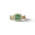 3 Carat Green Cushion Cut Lab Grown Halo Diamond Engagement Ring - Odessa - 10K Solid Gold / Yellow Gold