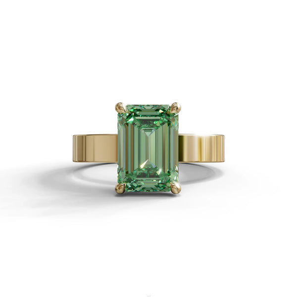 3 Carat Green Lab Grown Diamond Engagement Ring – Emerald Cut Solitaire