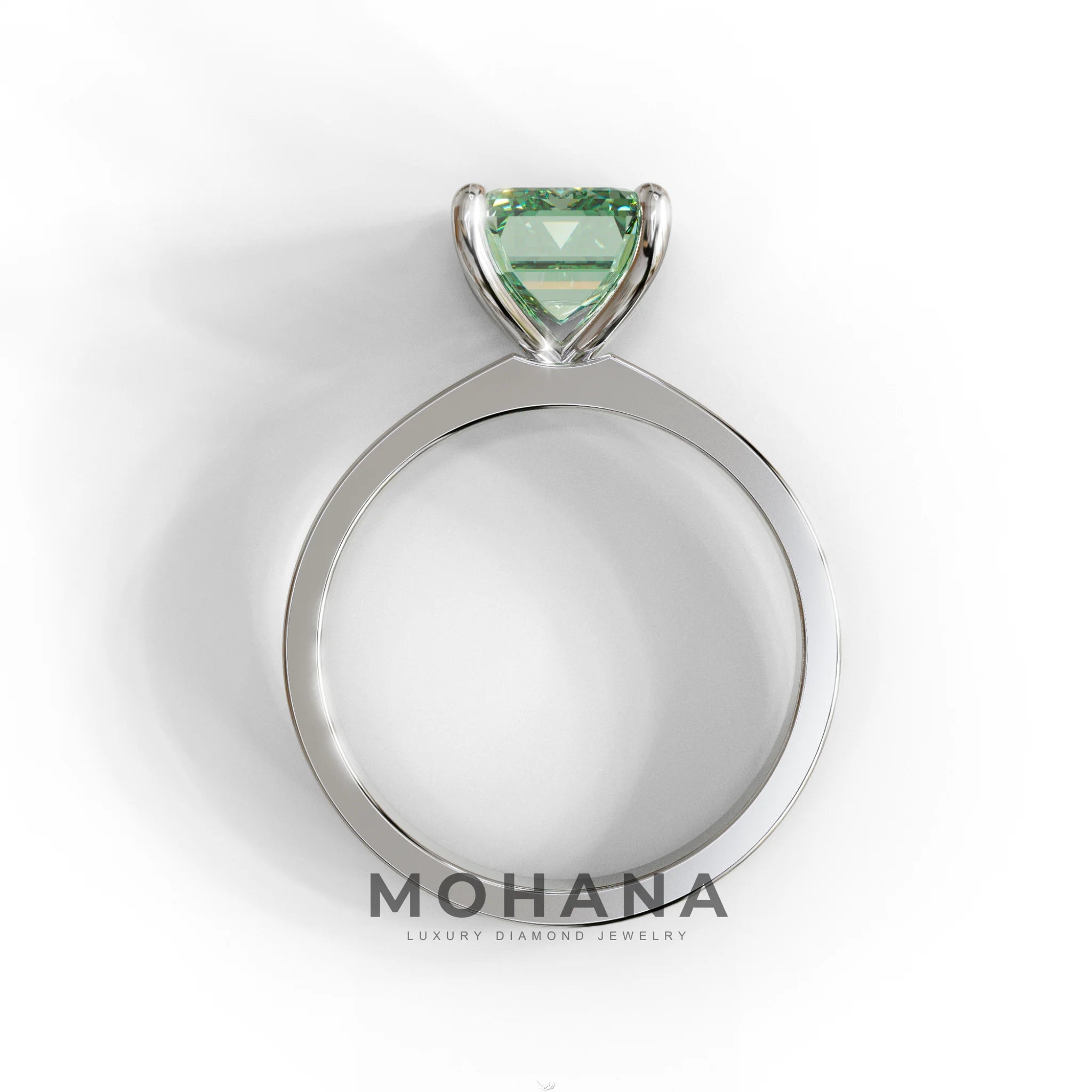 3 Carat Green Emerald Lab Grown Diamond Solitaire Engagement Ring - Zulu