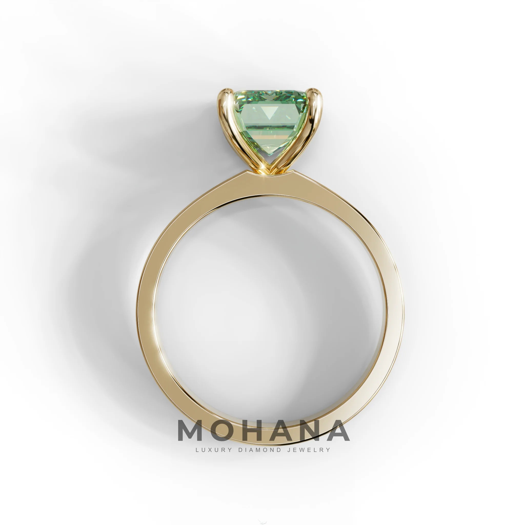 3 Carat Green Emerald Lab Grown Diamond Solitaire Engagement Ring - Zulu