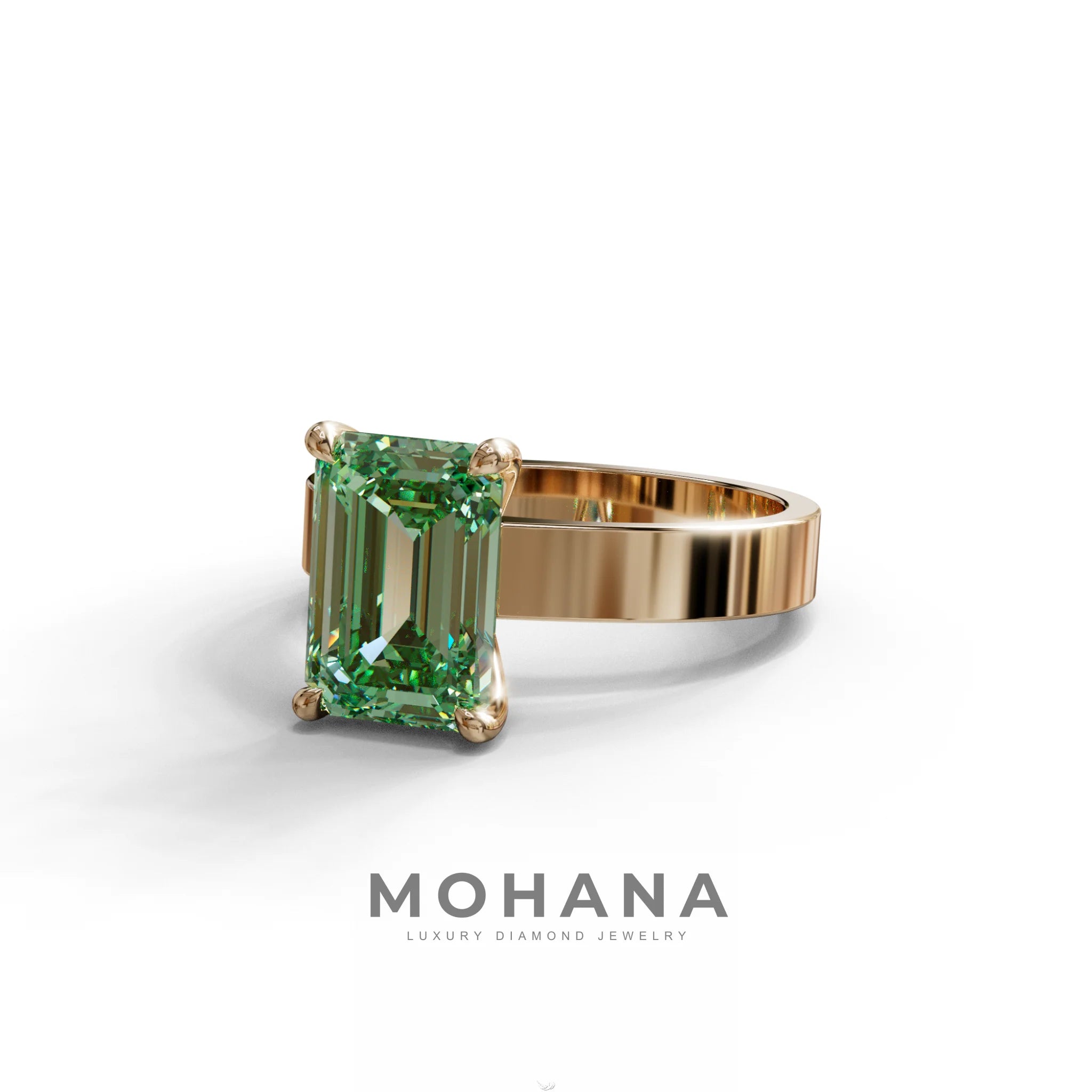 3 Carat Green Emerald Lab Grown Diamond Solitaire Engagement Ring - Zulu