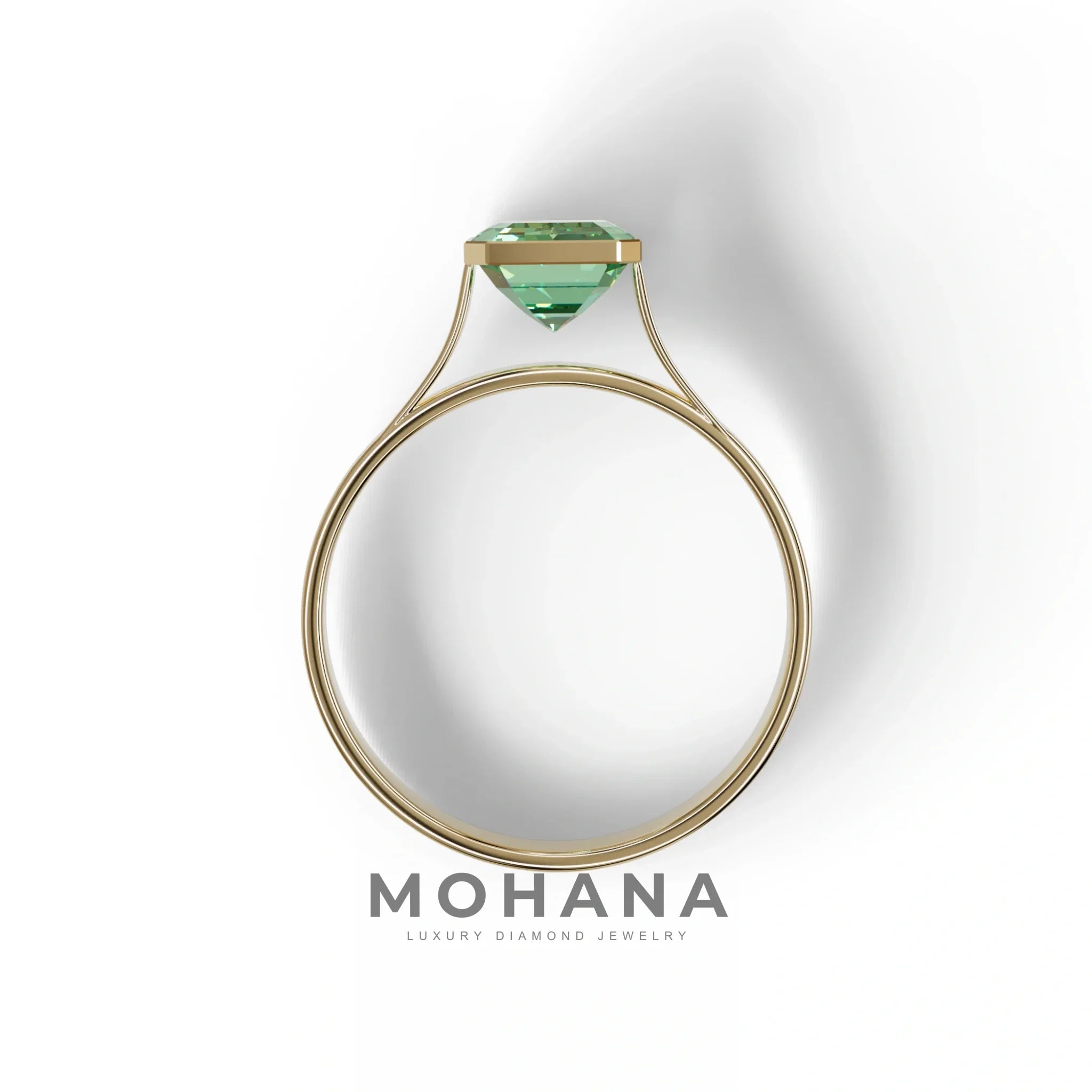 Fancy Vivid Green Emerald Cut 3 Carat lab grown Diamond Engagement Ring- Zelora