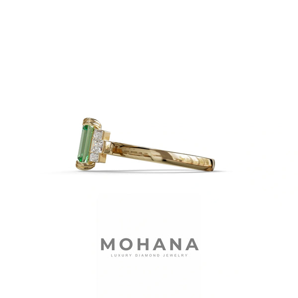 3 Carat Green Lab Grown Diamond Engagement Ring – Emerald Cut Halo | Leela alternate view