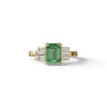 3 Carat Emerald Cut Green Lab Grown Diamond Multi Stone Ring Ring - Leela - 10K Solid Gold / Yellow Gold
