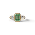 3 Ct Fancy Vivid Green Emerald Cut Lab Diamond Ring - Lumons - 10K Solid Gold / Yellow Gold