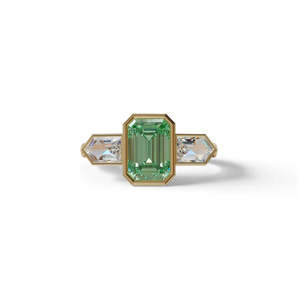 3 Carat Green Lab Grown Diamond Engagement Ring – Emerald Cut Halo | Lumons