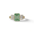 Three Stone 3 Carat Emerald cut Green Lab Grown Diamond Engagement Ring - Elaris - 10K Solid Gold / Yellow Gold