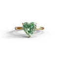 3 Carat Green Heart Cut Hidden Halo Set Lab Grown Diamond Engagement Ring - 10K Solid Gold / Yellow Gold