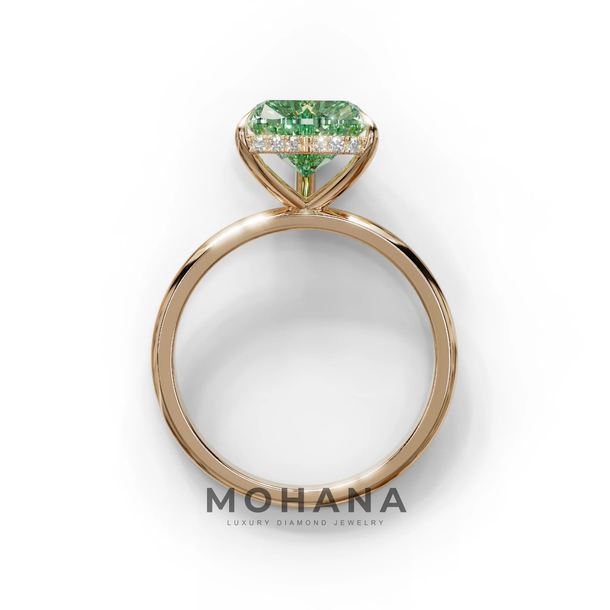 3 Carat Green Heart Cut Hidden Halo Set Lab Grown Diamond Engagement Ring