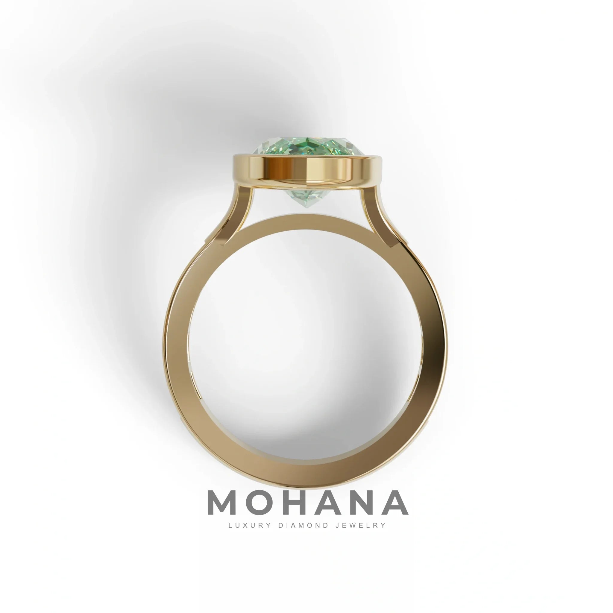 3 Ct Marquise Cut Green Color Lab Diamond Ring With Bezel Set - Kayla