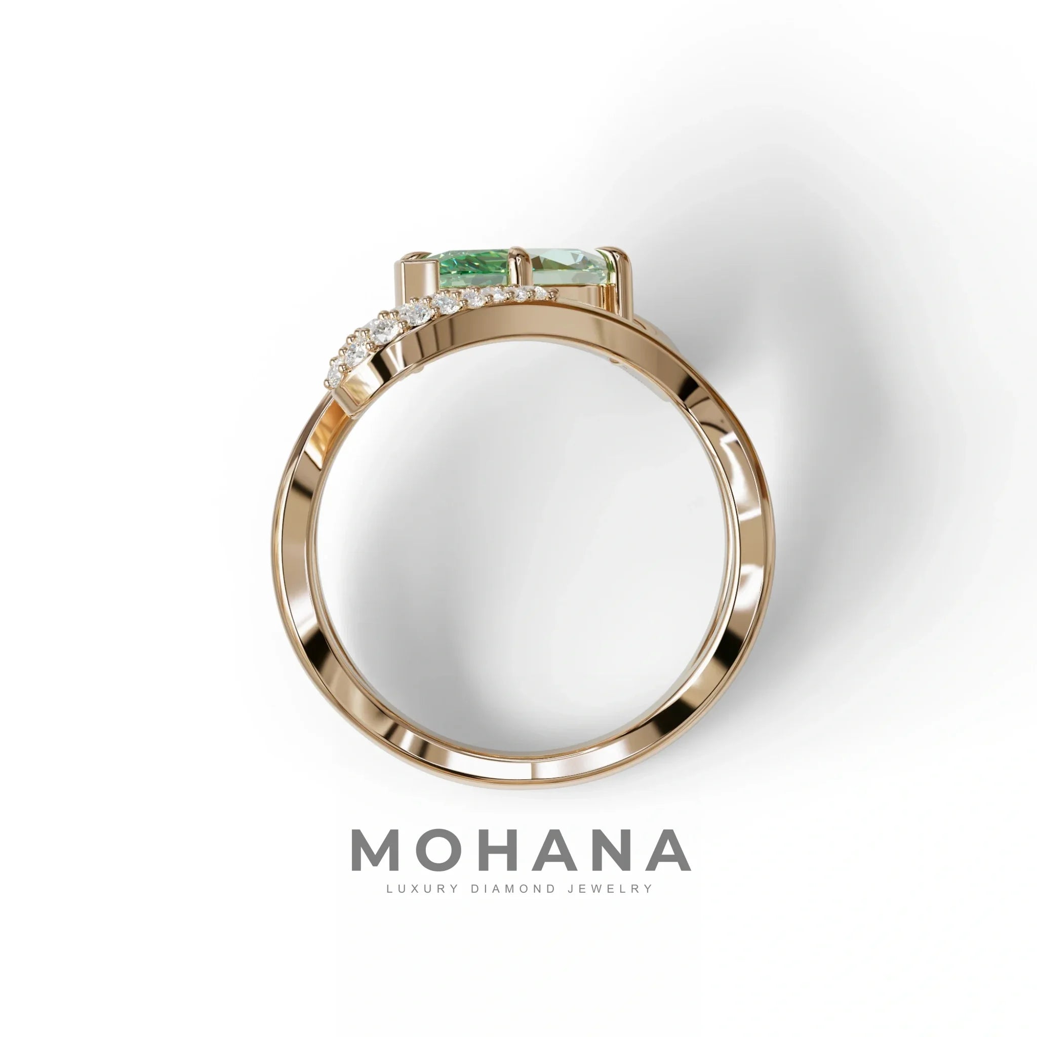 3 Carat Marquise Cut Green Lab Grown Diamond Curve Ring - Myka