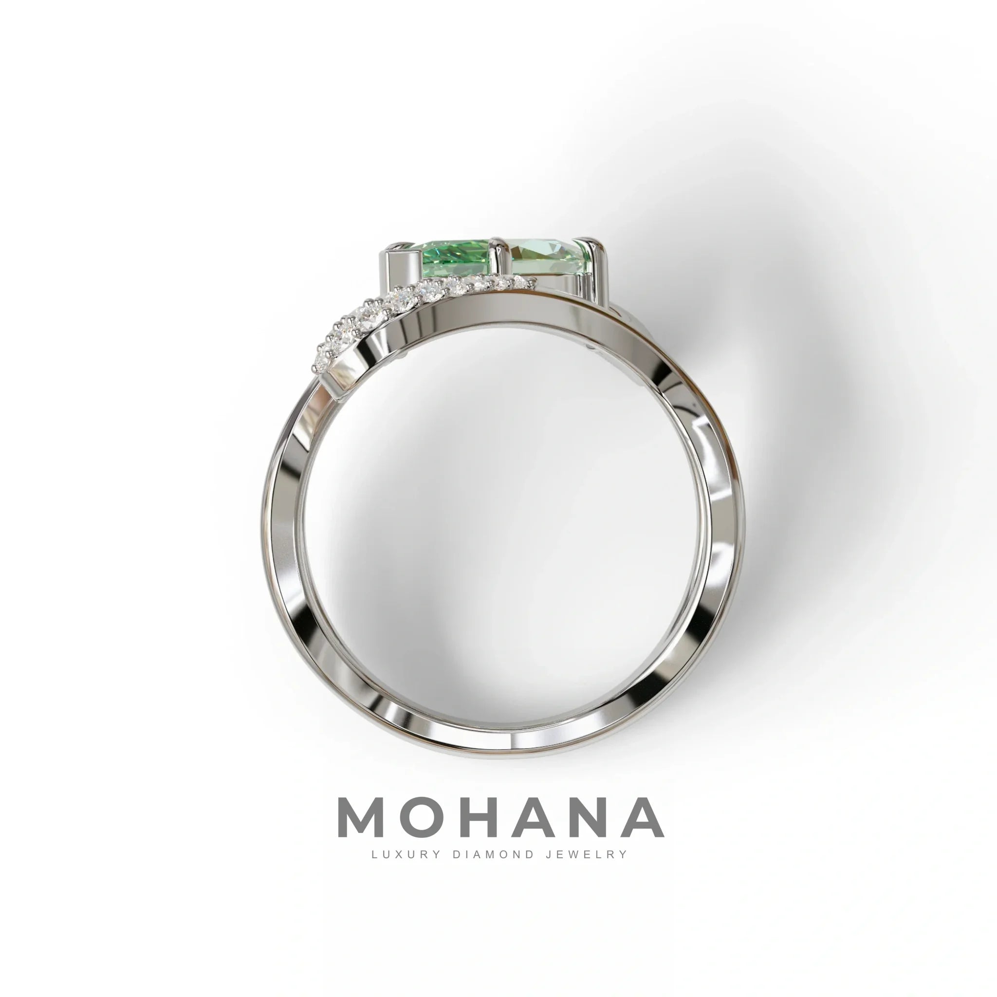 3 Carat Marquise Cut Green Lab Grown Diamond Curve Ring - Myka
