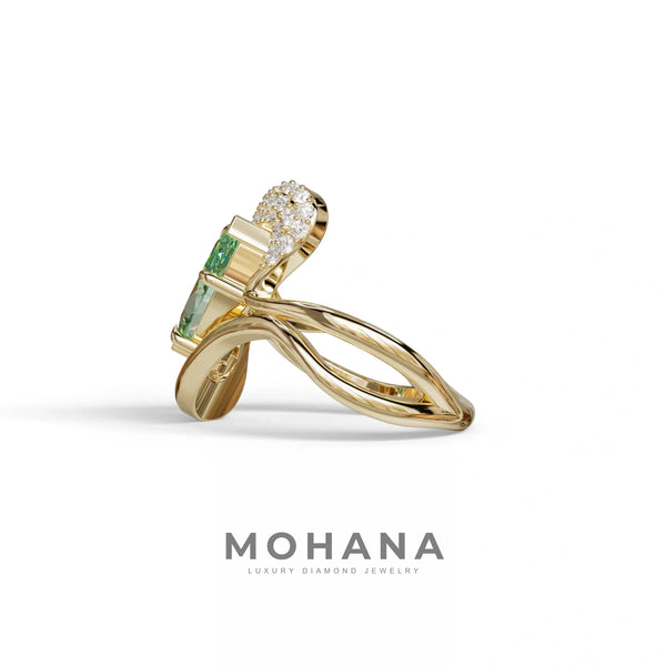 3 Carat Green Lab Grown Diamond Engagement Ring – Marquise Cut Halo | Myka alternate view
