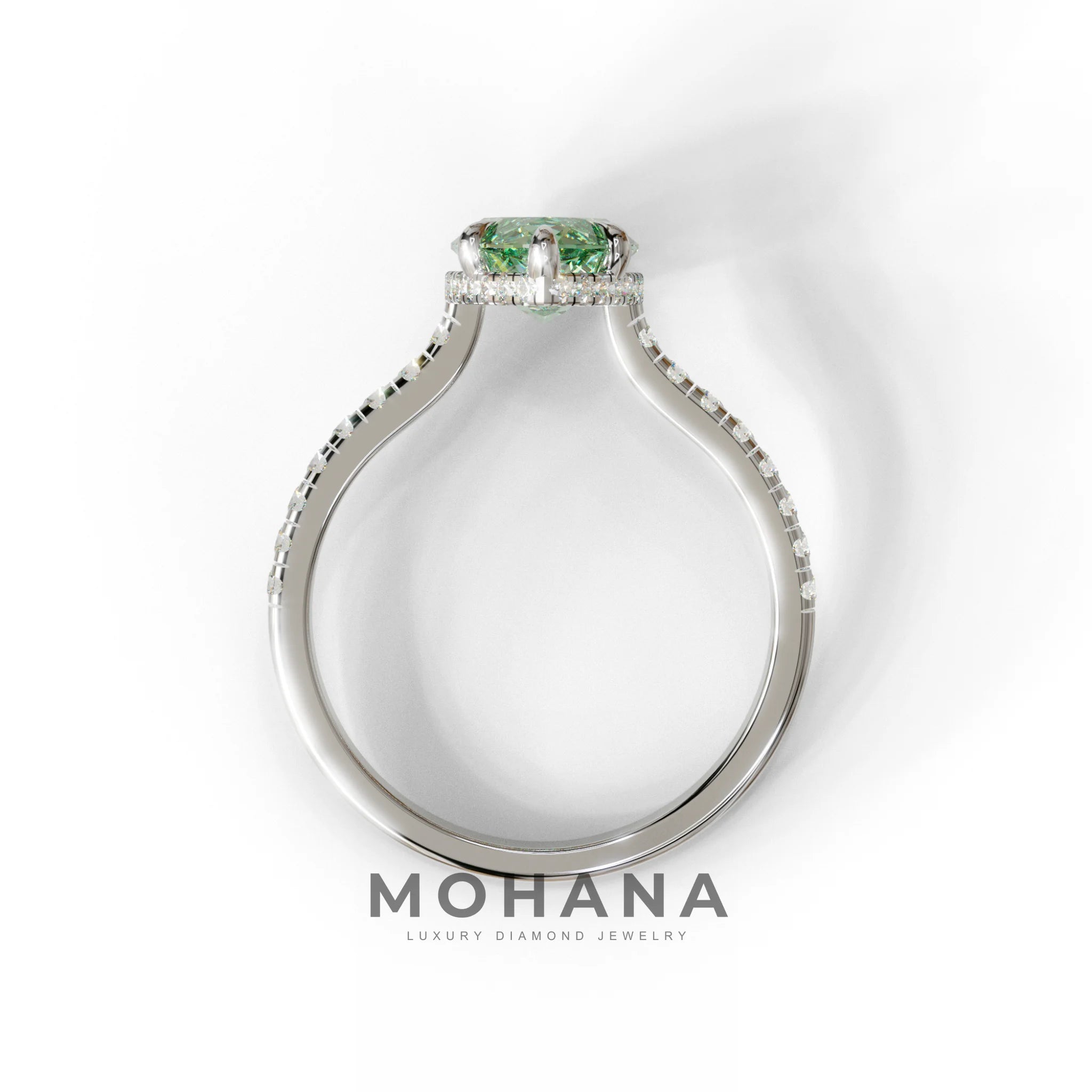 3 Carat Green Marquise Cut Hidden Halo & Pave Set Lab Diamond Ring - Eblouissant
