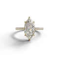 3 Carat E-VVS Marquise Cut Lab Diamond In Hidden Halo & Pave Setting Ring - 10K Solid Gold / Yellow Gold