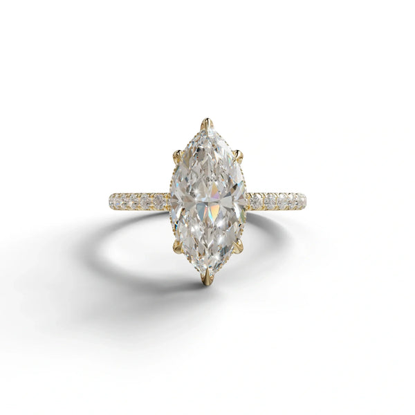 3 Carat Green Lab Grown Diamond Engagement Ring – Marquise Cut Hidden Halo