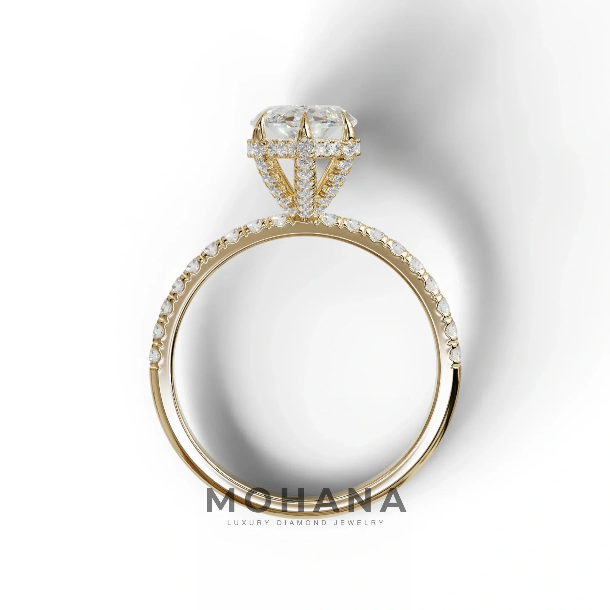 3 Carat E-VVS Marquise Cut Lab Diamond In Hidden Halo & Pave Setting Ring