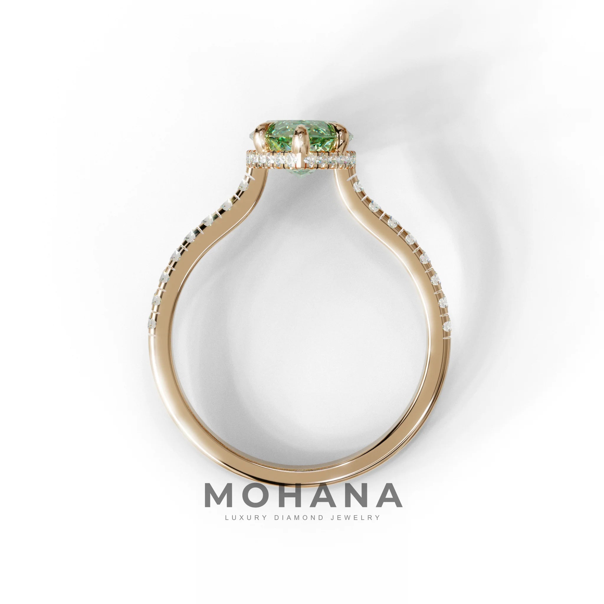 3 Carat Green Marquise Cut Hidden Halo & Pave Set Lab Diamond Ring - Eblouissant