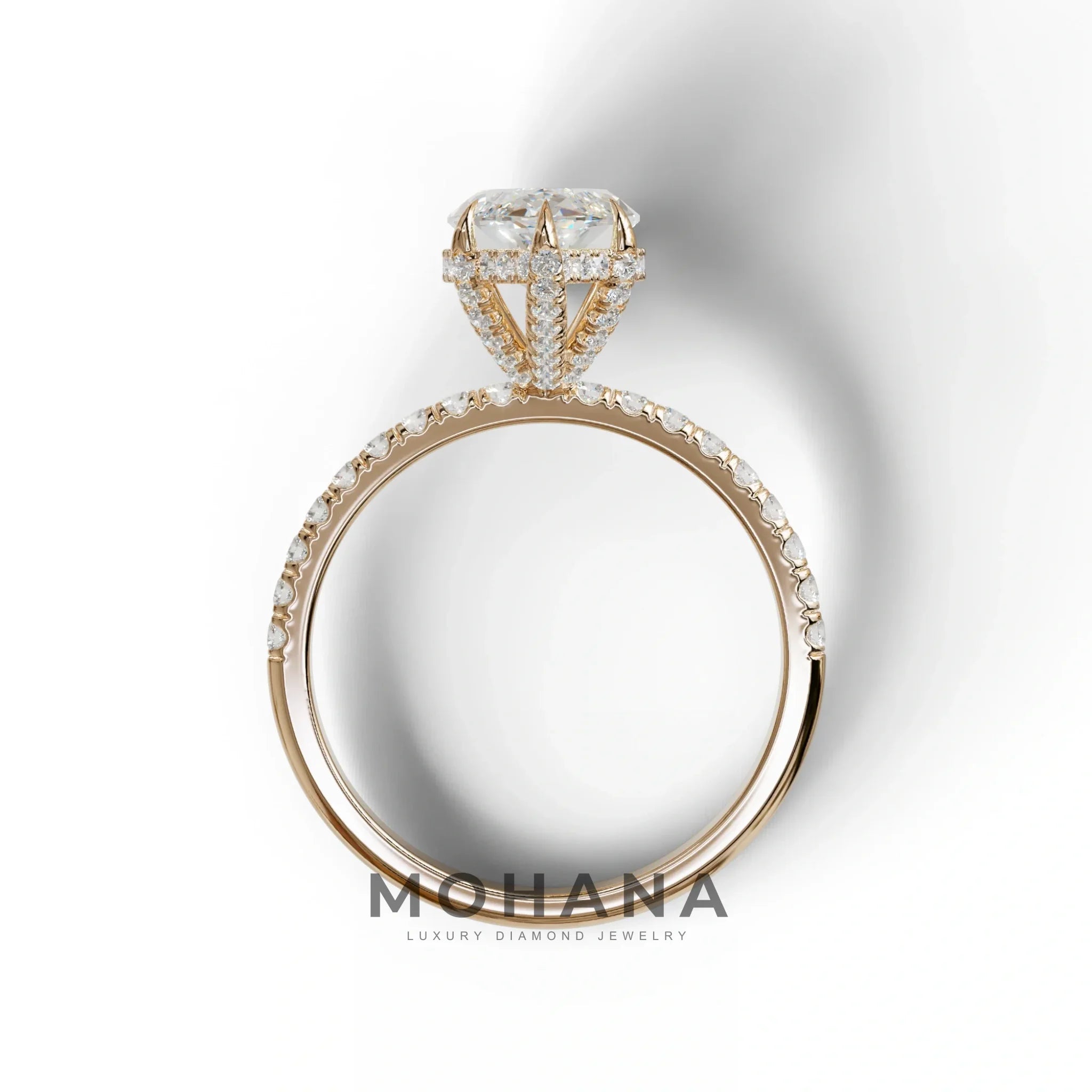 3 Carat E-VVS Marquise Cut Lab Diamond In Hidden Halo & Pave Setting Ring