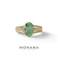3 Carat Fancy Vivid Green Oval Cut Lab Grown Diamond Engagement Ring - Prisma - 10K Solid Gold / Yellow Gold