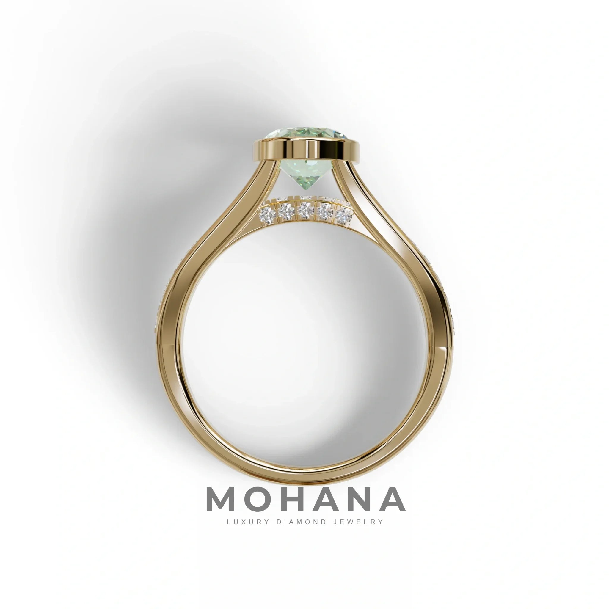 3 Carat Fancy Vivid Green Oval Cut Lab Grown Diamond Engagement Ring - Prisma