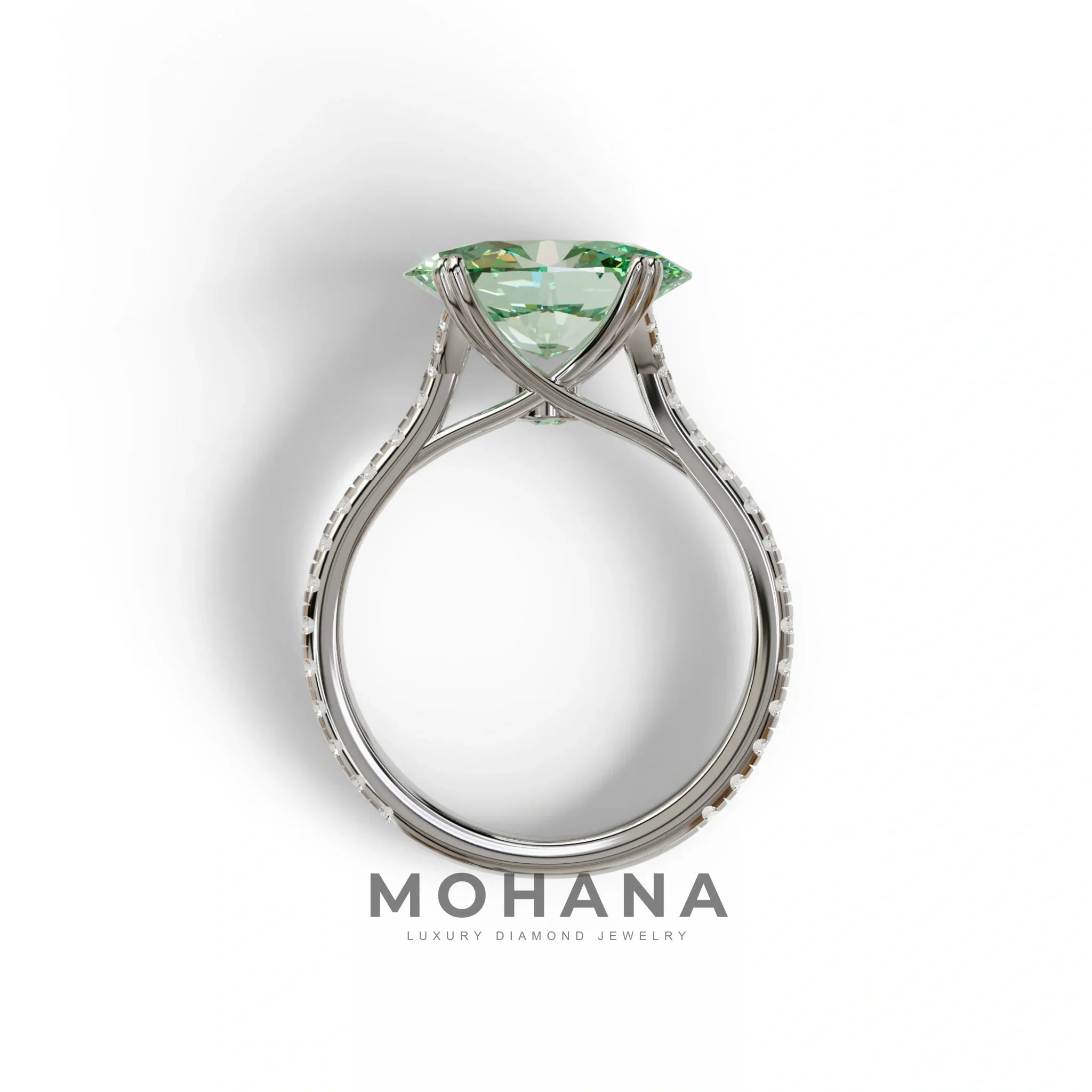 3 Carat Green Oval Lab Diamond Engagement Ring - Ellipse