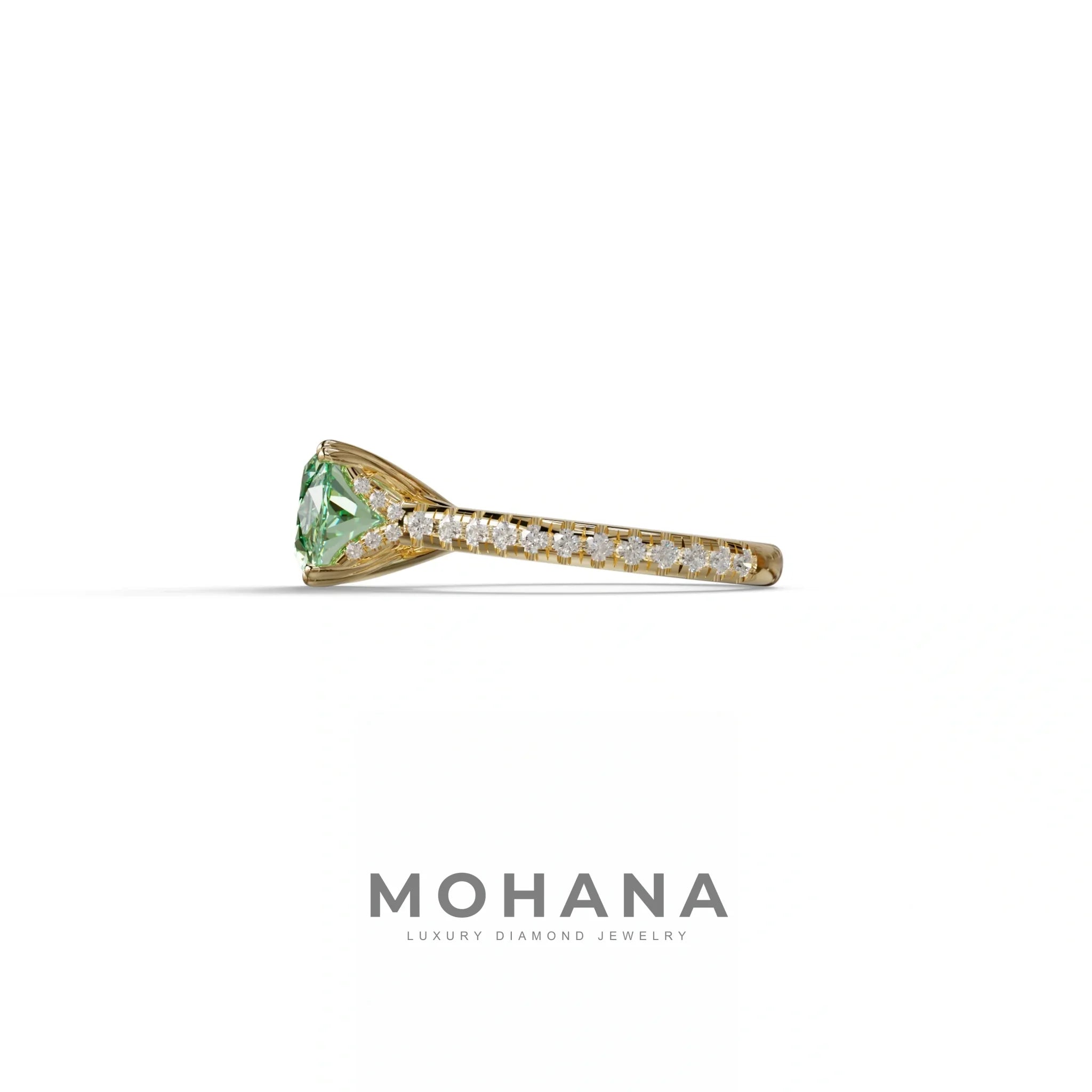 3 Carat Green Oval Lab Diamond Engagement Ring - Ellipse