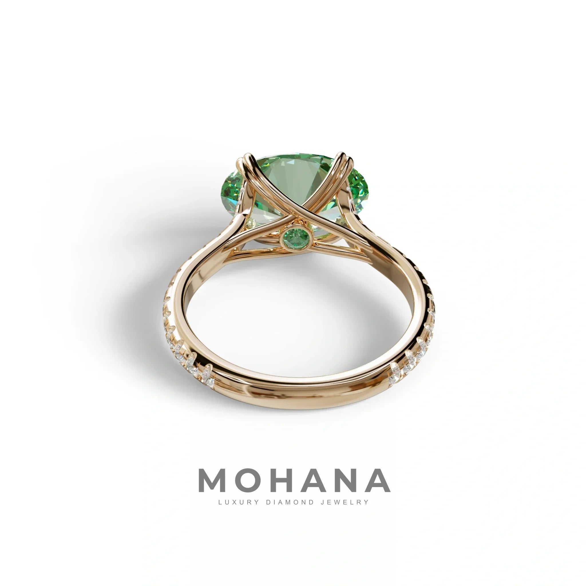 3 Carat Green Oval Lab Diamond Engagement Ring - Ellipse