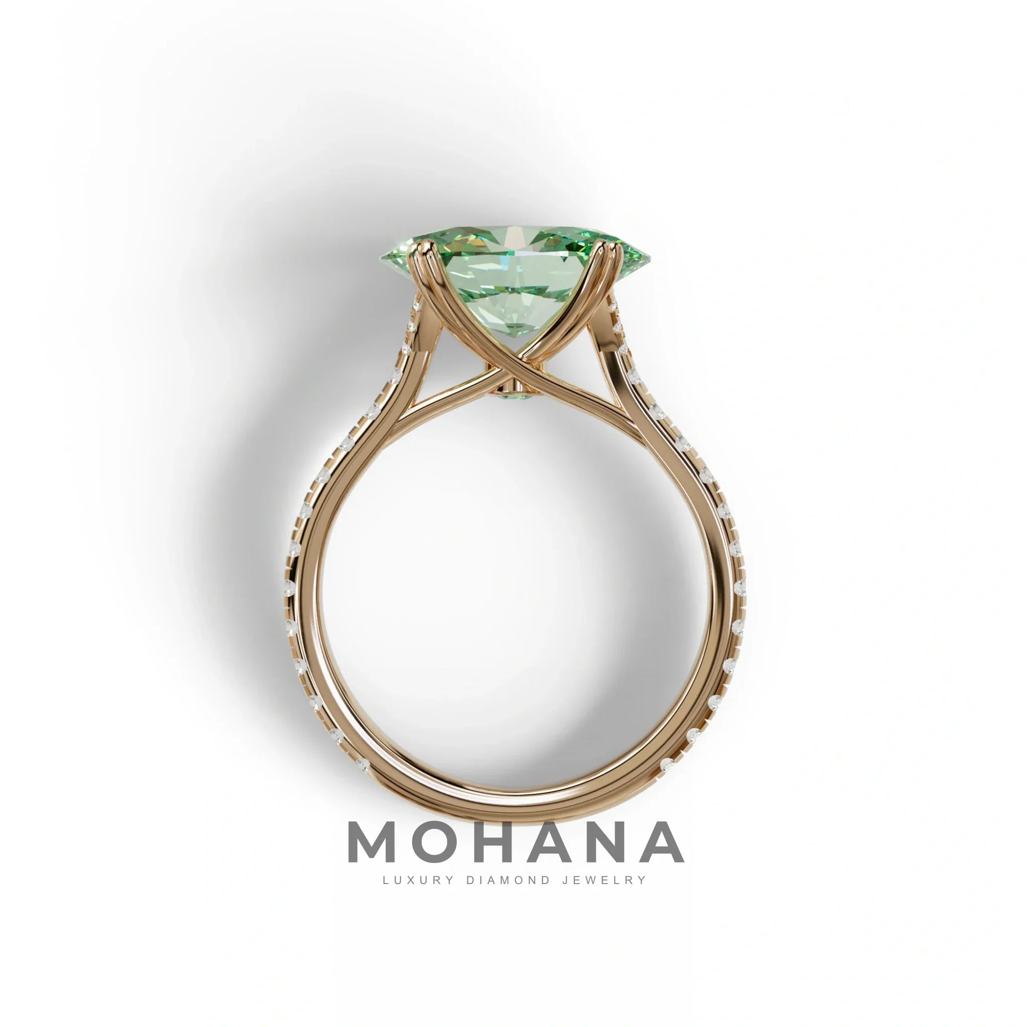 3 Carat Green Oval Lab Diamond Engagement Ring - Ellipse