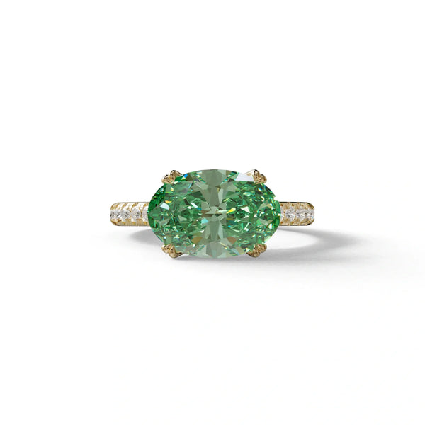 3 Carat Green Lab Grown Diamond Engagement Ring – Oval Cut Halo | Ellipse