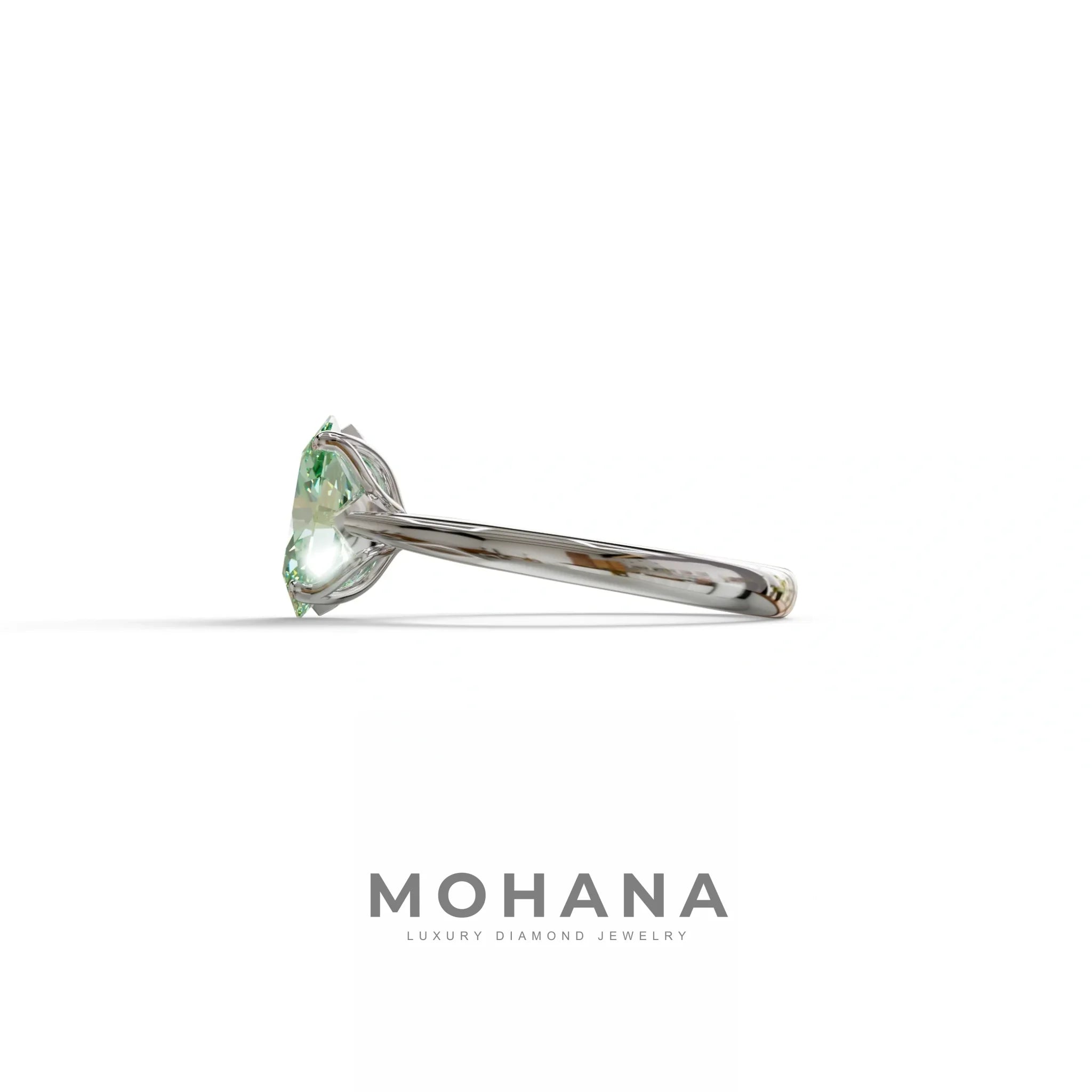 3 Carat Fancy Green Lab Grown Diamond Oval Cut Engagement Ring | Secret Pink Diamond- Eclipse