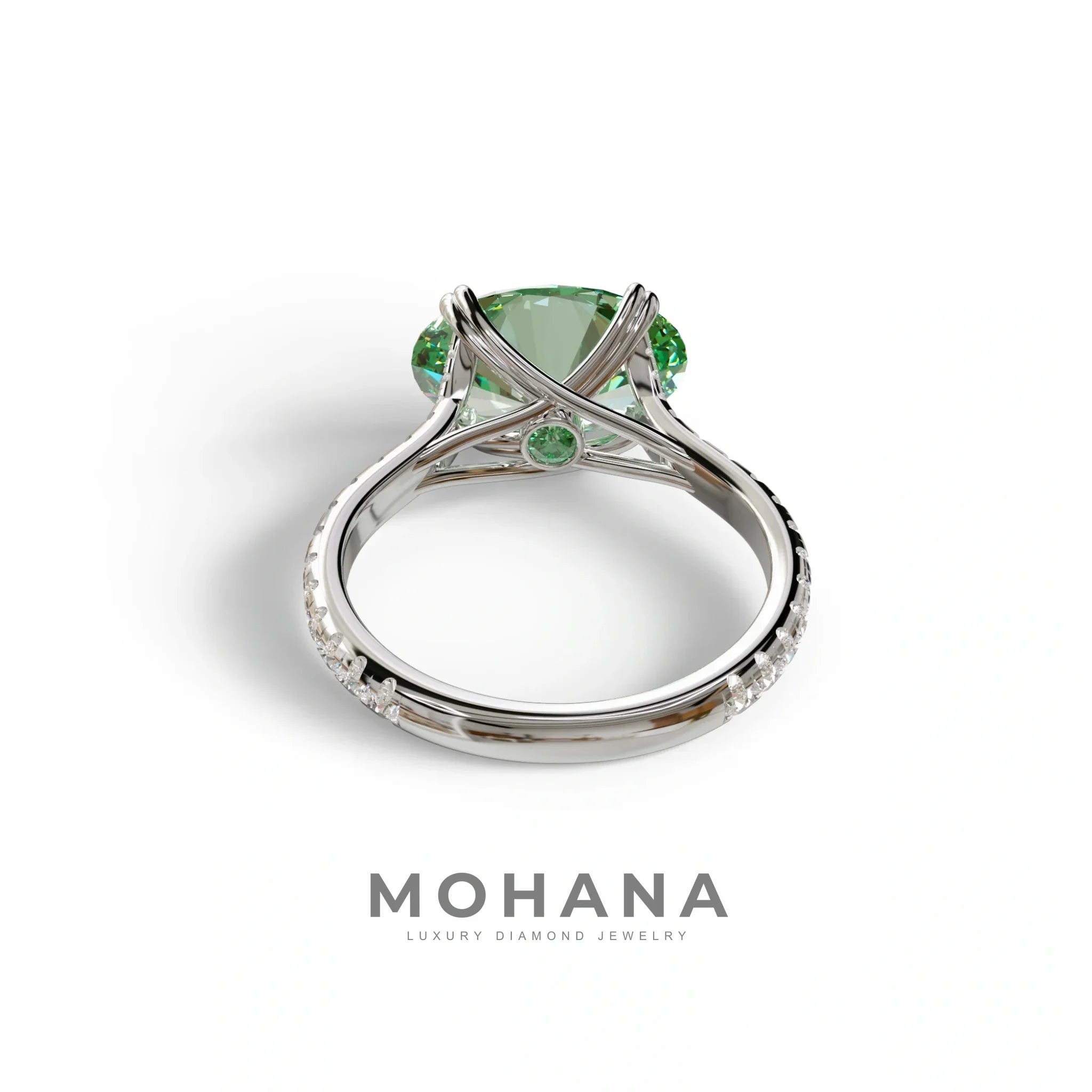 3 Carat Green Oval Lab Diamond Engagement Ring - Ellipse