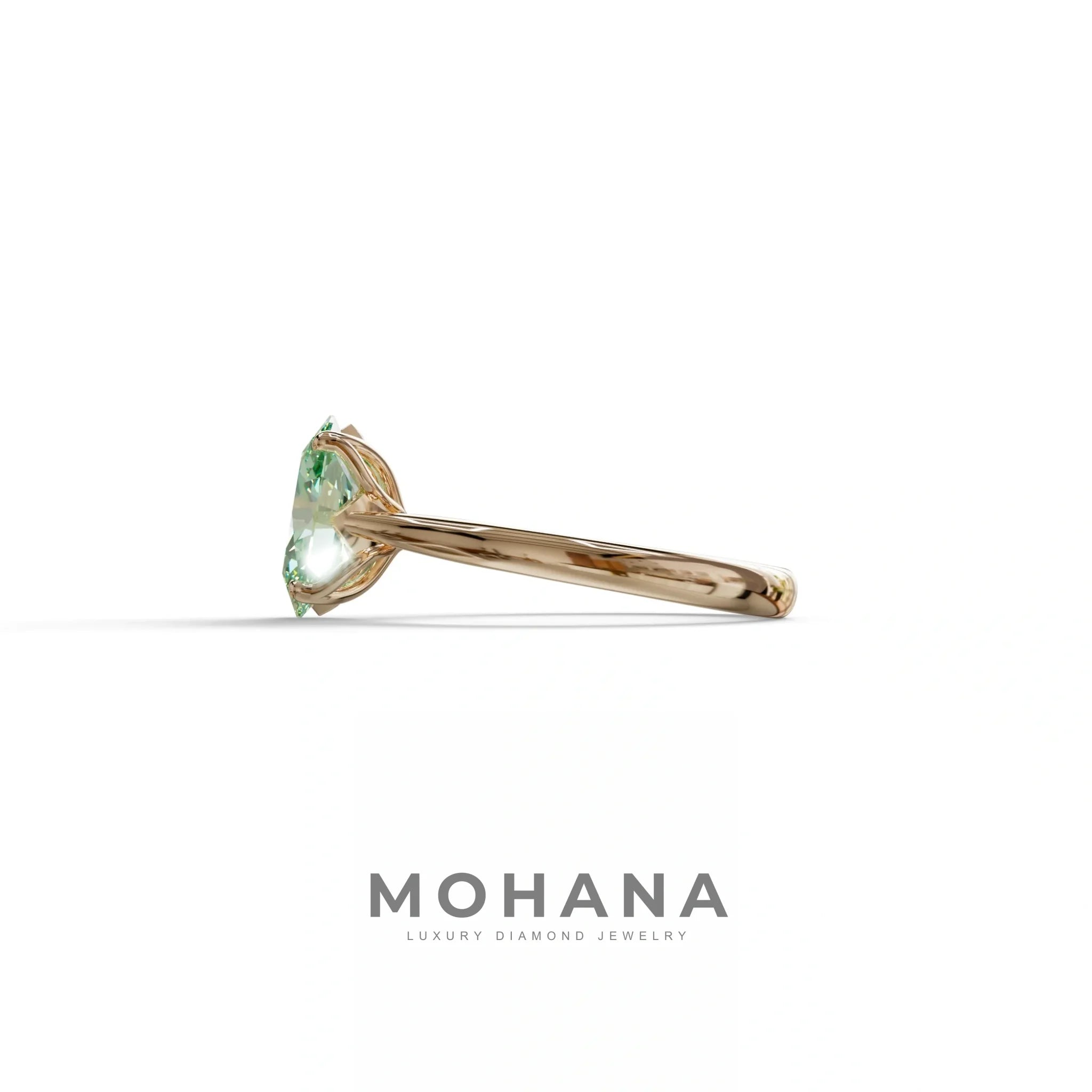 3 Carat Fancy Green Lab Grown Diamond Oval Cut Engagement Ring | Secret Pink Diamond- Eclipse