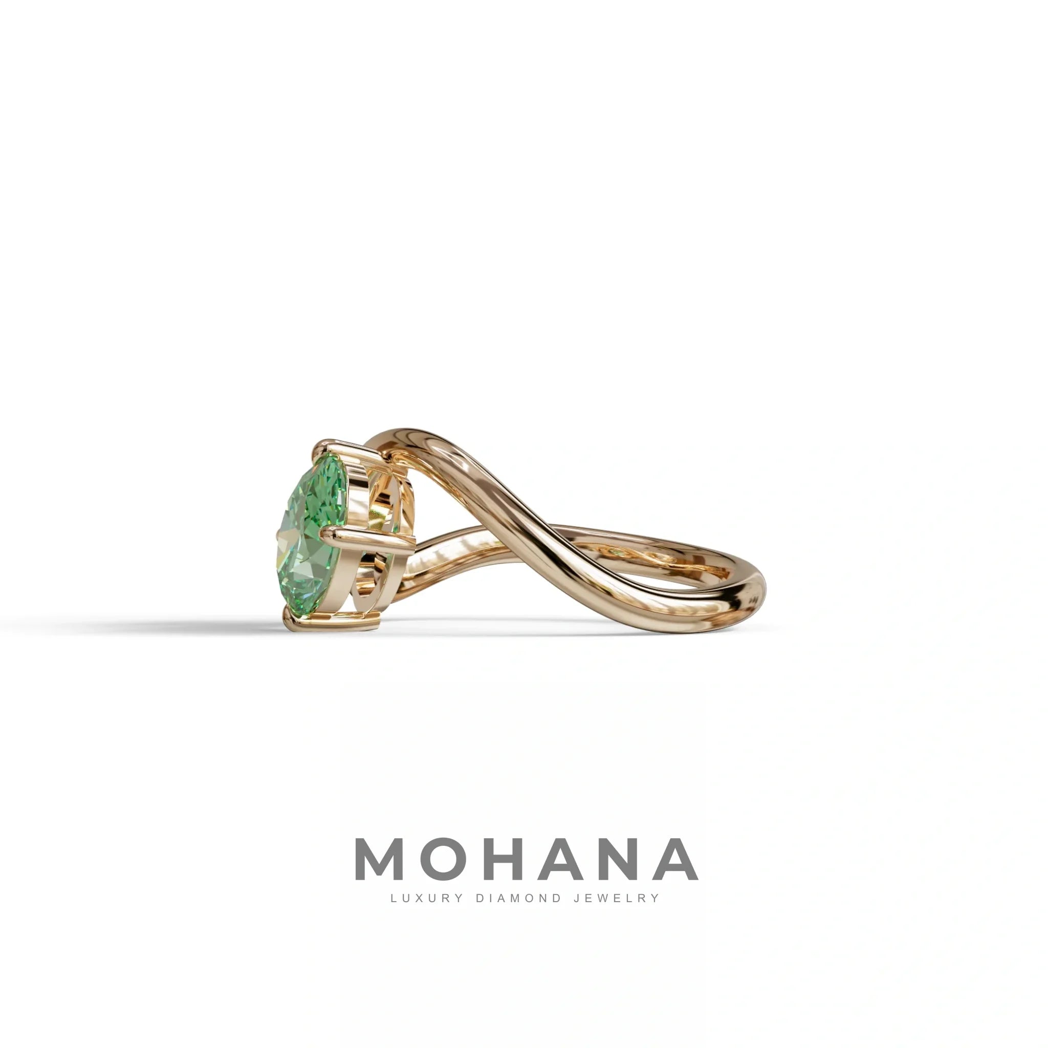 3 Carat Green Oval and Pear Cut Lab Diamond Engagement Ring - Toi Et Moi