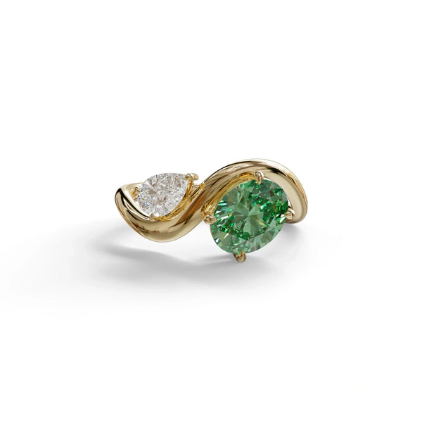 3 Carat Green Lab Grown Diamond Engagement Ring – Oval Cut Toi Et Moi