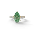 3 Carat Fancy Vivid Green Pear Cut Lab grown Diamond Engagement Ring - Feesia - 10K Solid Gold / Yellow Gold